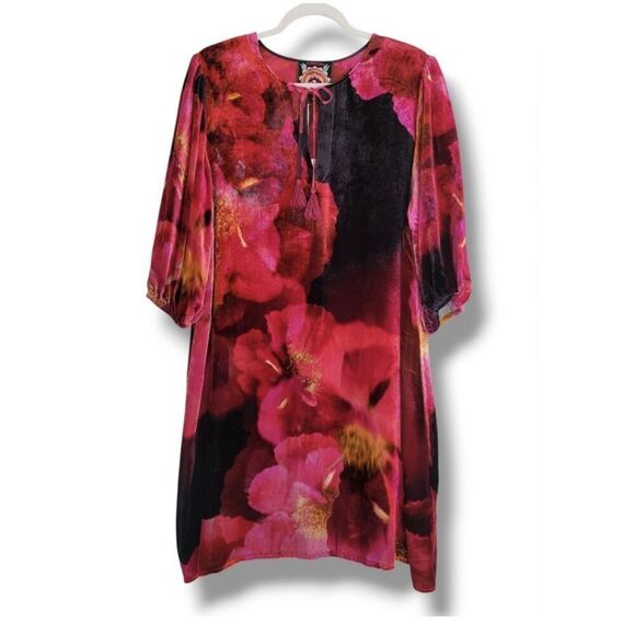 Johnny Was Women's Size XXL Ruby Bloom Velvet Vesna Mini Shift Dress $350 - Picture 6 of 6